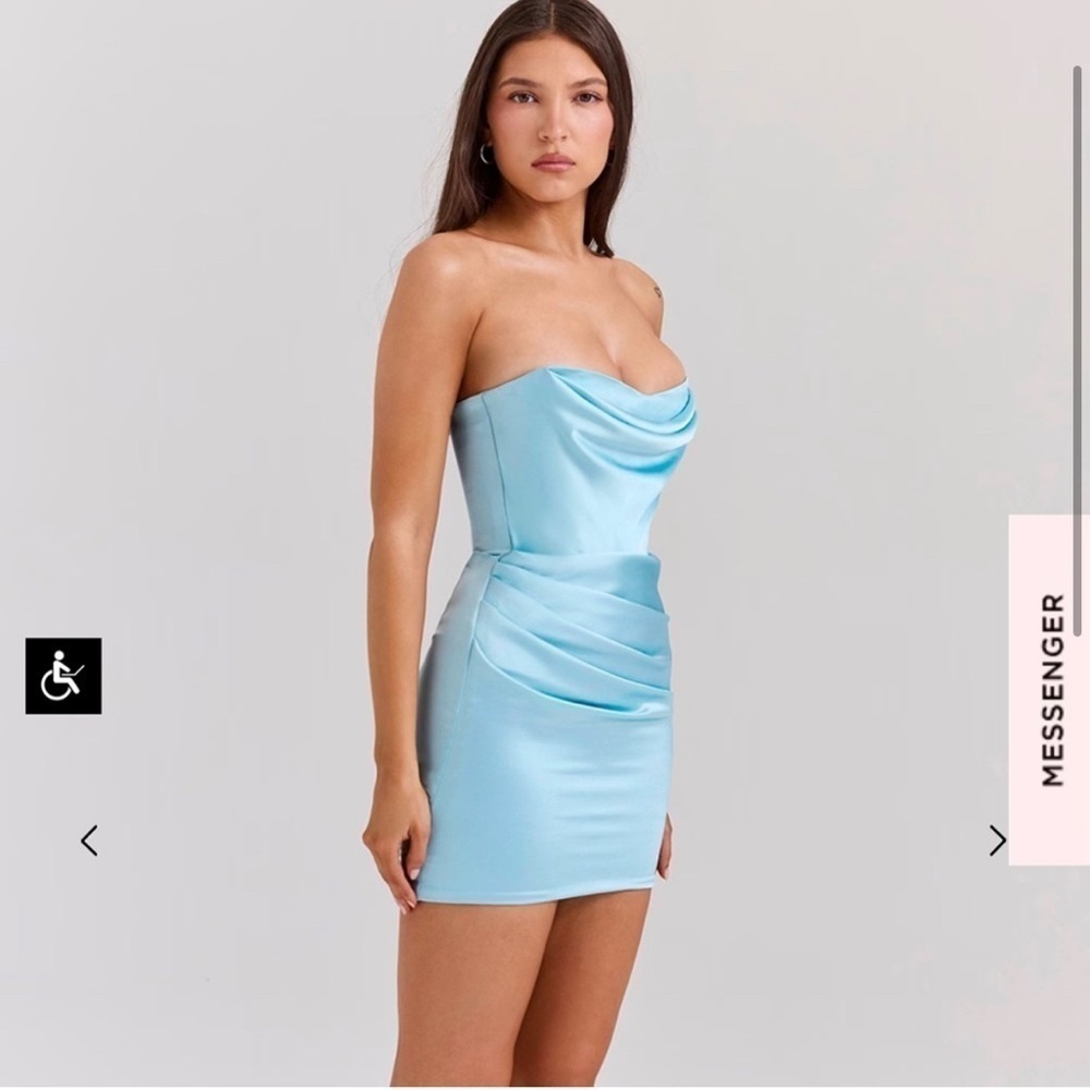House of CB ‘Odelle’ Ocean Blue Strapless Mini Dress NWOT